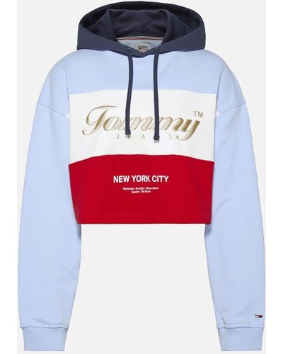Tommy Hilfiger Archive Cotton-blend Jersey Cropped Hoodie - Blue