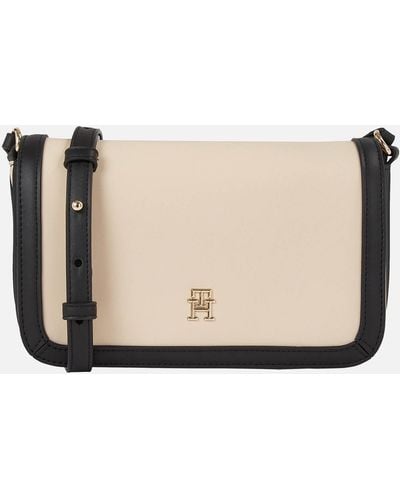 Tommy Hilfiger Th Essential Faux Leather Crossbody Bag - Natural
