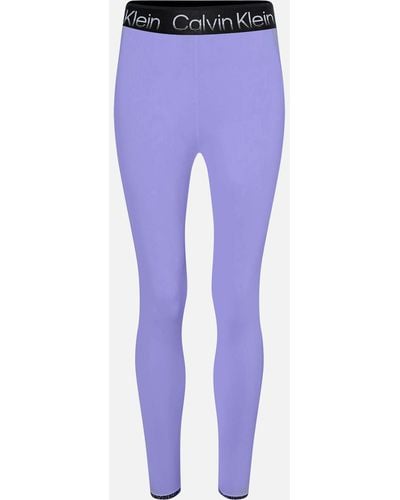 Calvin Klein Performance Active Ribbed 7/8 Length Leggings,Purple, Small