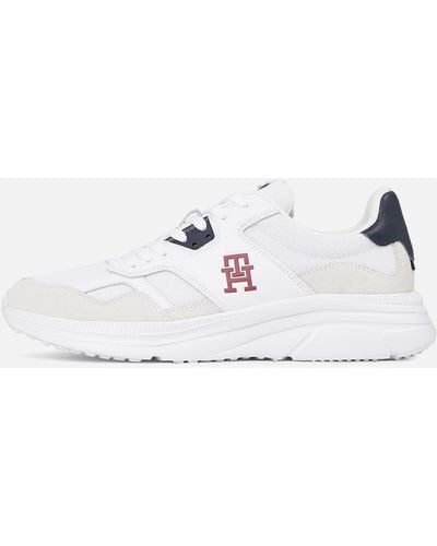 Tommy Hilfiger Suede And Mesh Running Style Sneakers - White