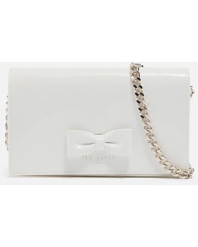 Ted Baker Baetiy Bow Detail Leather Purse Chain Bag - White