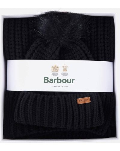Barbour Saltburn Beanie And Scarf Set - Black