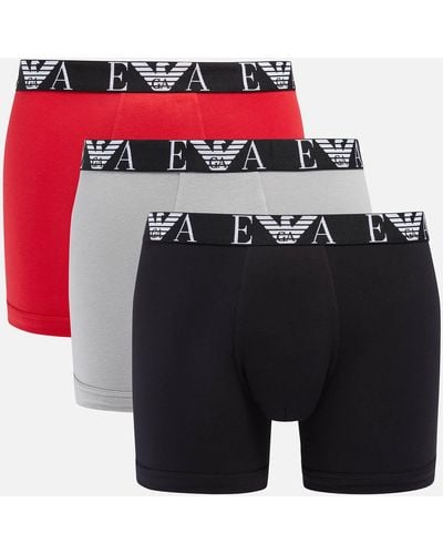 Emporio Armani Three-pack Cotton-blend Longline Boxers - Multicolour
