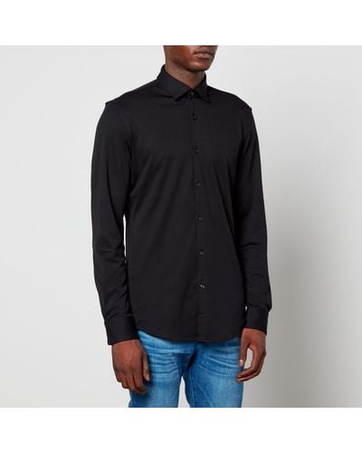 HUGO Kenno Cotton Stretch-jersey Shirt - Black