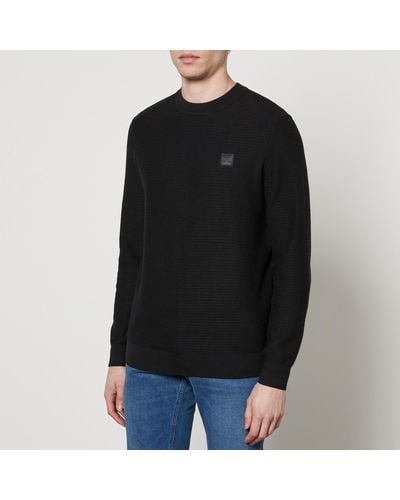 BOSS Anion Cotton And Cashmere-blend Sweatshirt - Black