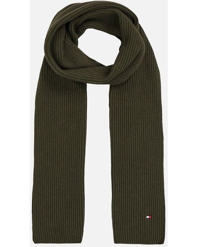 Tommy Hilfiger Essential Flag Cotton And Cashmere-blend Scarf - Green