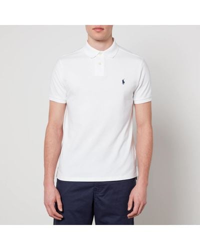 Polo Ralph Lauren Short-sleeved Logo-embroidered Slim-fit Cotton-piqué Polo Shirt - White