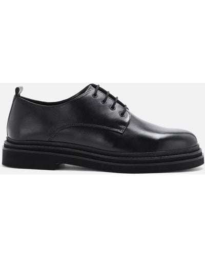Walk London Brooklyn Leather Derby Shoes - Black