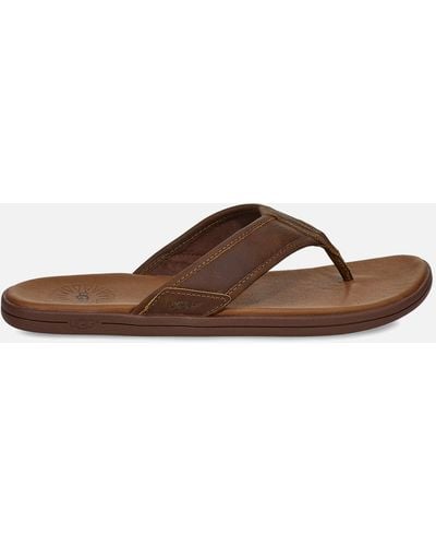 UGG Seaside Leather Flip Flops - Brown