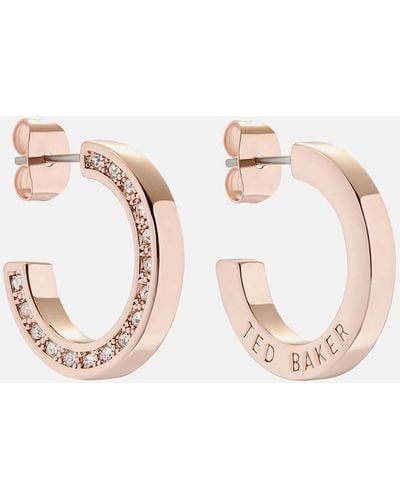 Ted Baker Senatta Crystal Gold-tone Hoop Earrings - Pink