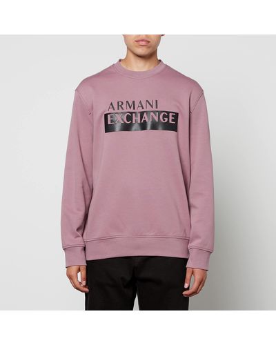 Armani Exchange Logo-Print Cotton-Blend Jersey Sweatshirt - Pink