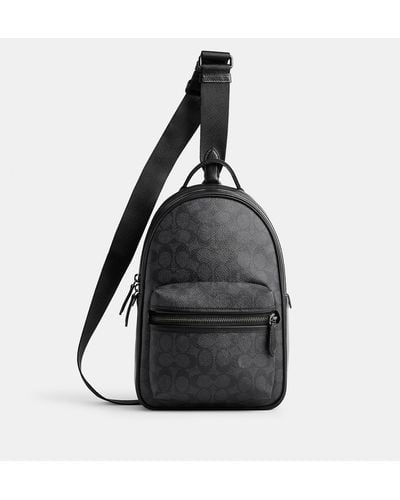 COACH Charter Signature Small Coated Canvas Backpack - Black