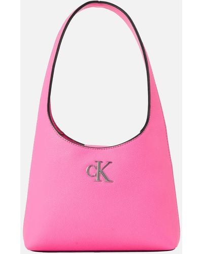 Calvin Klein Minimal Monogram Faux Leather Shoulder Bag - Pink