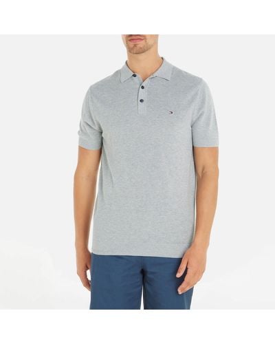 Tommy Hilfiger Chain Ridge Structure Cotton Polo Shirt - Gray