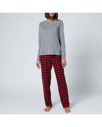 Tommy Hilfiger Long Sleeve Flannel Pant Holiday Set - Red