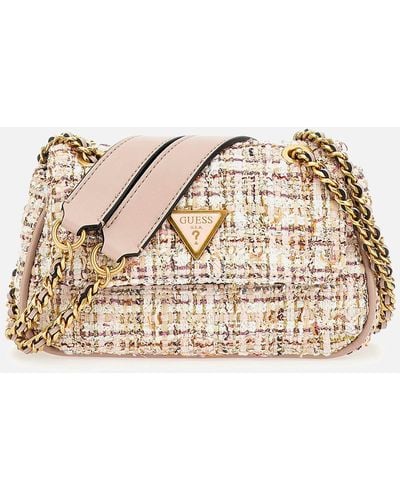 Guess Giully Mini Compartment Cross Body Flap Bag - Natural