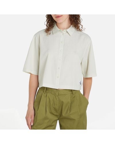 Calvin Klein Back Detail Cotton-seersucker Shirt - Green