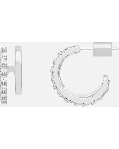 Estella Bartlett Double Loop X43 Hoops With Cz - White