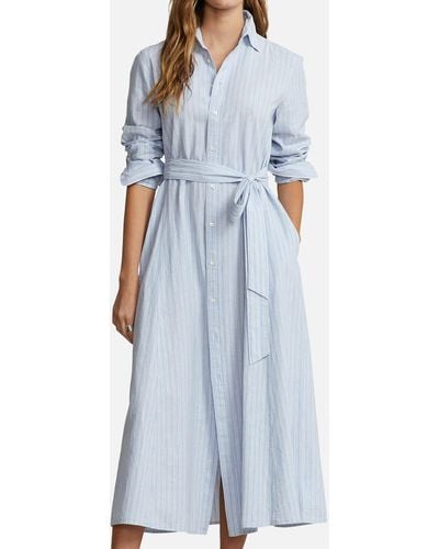 Polo Ralph Lauren Linen and Cotton-Blend Midi Dress - Blau