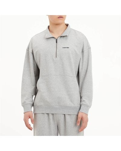 Calvin Klein Cotton-blend Half-zip Sweatshirt - Grey
