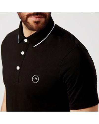Armani Exchange Tipped Polo Shirt - Black