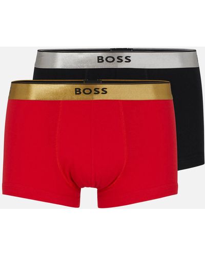 BOSS 2 Pack Gifting Cotton Boxer Trunks - Rot