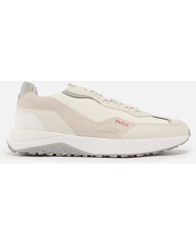 HUGO Kane Leather And Faux Leather Runner Sneakers - White