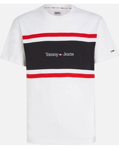 Tommy Hilfiger Classic Linear Cut & Sew Cotton-jersey T-shirt - White