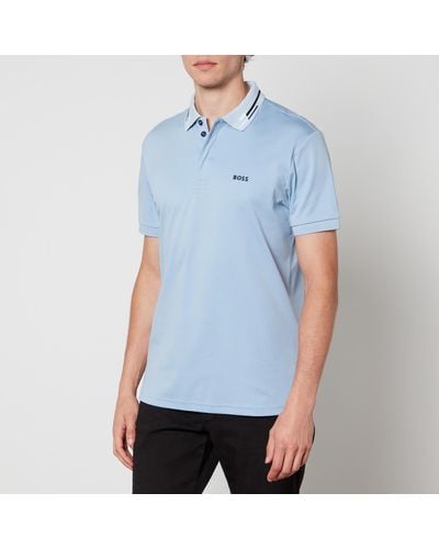 BOSS Paddy 1 Cotton-Jersey Polo T-Shirt - Blau