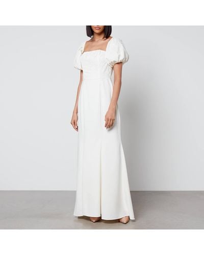 Hope & Ivy Elsa Floral-jacquard Maxi Dress - White