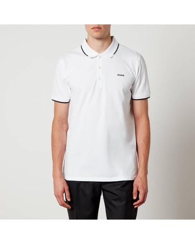 HUGO Dinoso Cotton-blend Jersey Polo Shirt - White