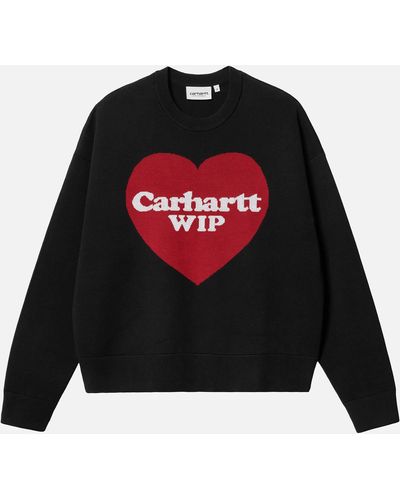 Carhartt Heart Jacquard-Logo Cotton Sweatshirt - Rot