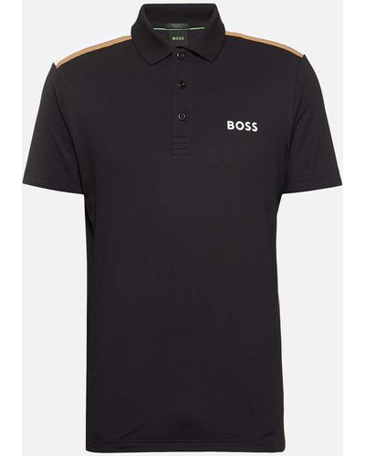 BOSS Paddytech Woven Polo Shirt - Black