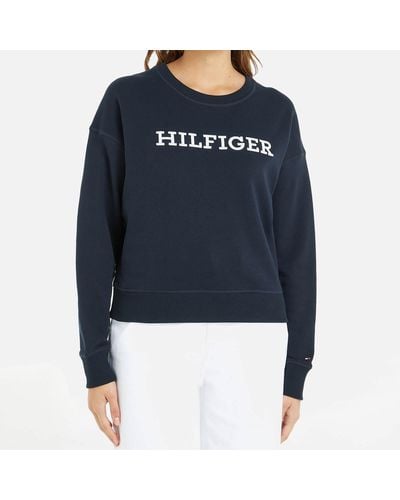 Tommy Hilfiger Cotton-jersey Logo Sweatshirt - Blue