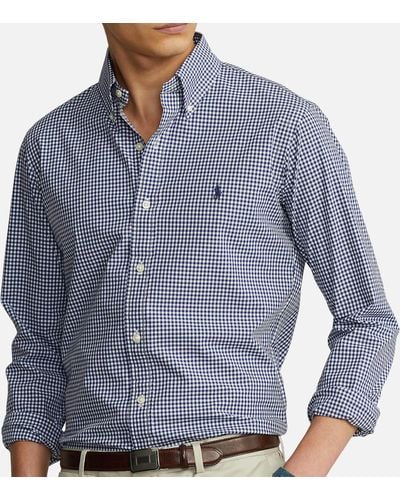 Polo Ralph Lauren Gingham Poplin Cotton-blend Shirt - Blue