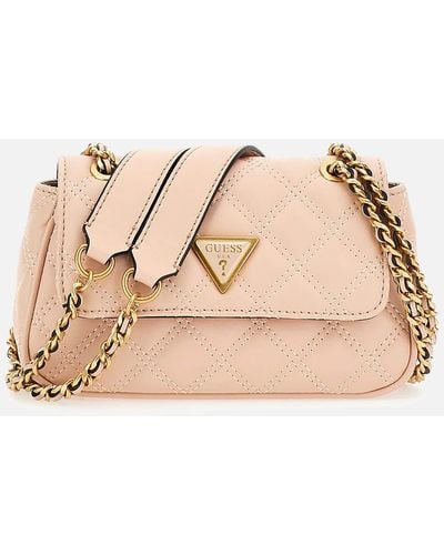 Guess Giully Mini Convertible Faux Leather Cross Body Flap Bag - Natural