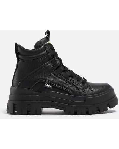 Buffalo Aspha Leather High-top Platform Sneakers - Black