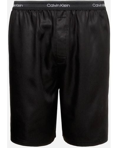 Calvin Klein Logo Waistband Lyocell Sleep Shorts - Black