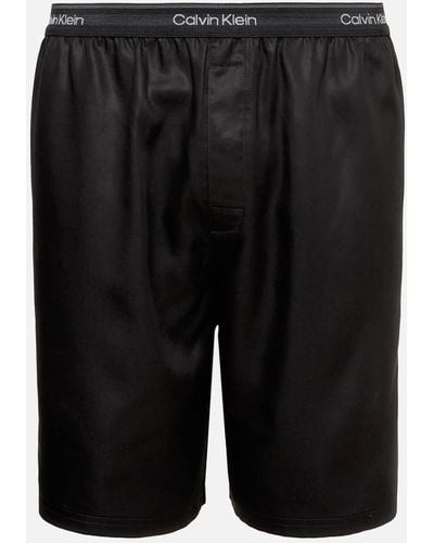 Calvin Klein Logo Waistband Lyocell Sleep Shorts - Schwarz