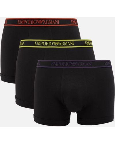 Emporio Armani Three-pack Stretch-cotton Jersey Boxer Trunk - Black