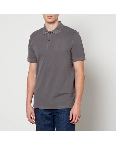 BOSS Prime Logo-Embroidered Cotton-Piqué Polo Shirt - Grau