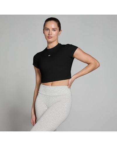Mp Basic Body Fit Short Sleeve Crop T-shirt - Black