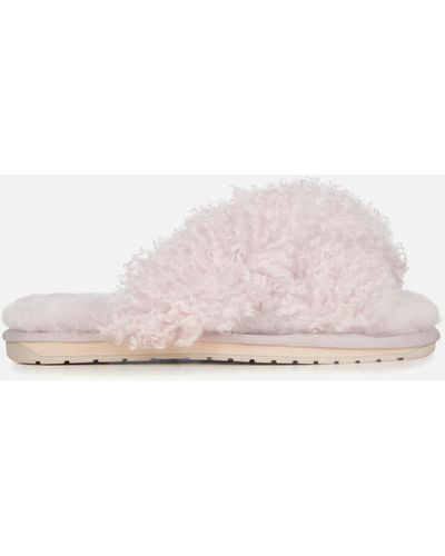 EMU Mayberry Curly Sheepskin Toe-post Slippers - Pink