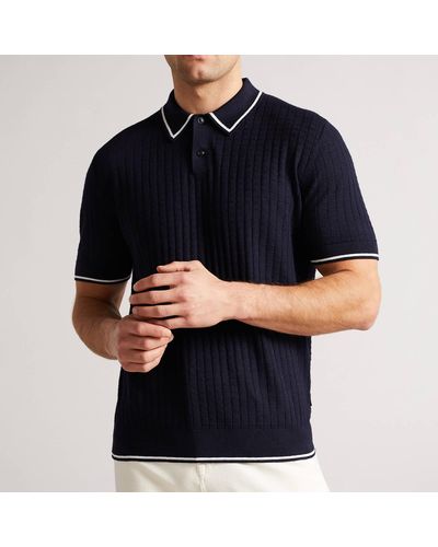 Ted Baker Pitfield Knitted Polo Shirt - Black