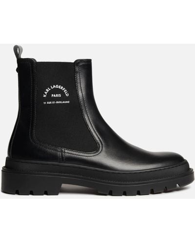 Karl Lagerfeld Outland Leather Chelsea Boots - Black