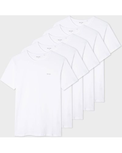 Paul Smith Loungewear Five-Pack Organic Cotton-Jersey T-Shirts - White