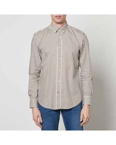 BOSS C-hal Striped Cotton-jacquard Shirt - Gray