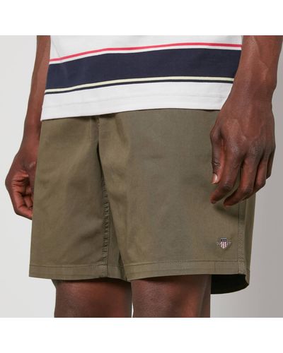GANT Logo-embellished Cotton Shorts - Green