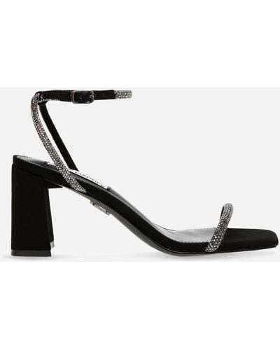 Steve Madden Leva Embellished Faux Suede Heeled Sandals - Black