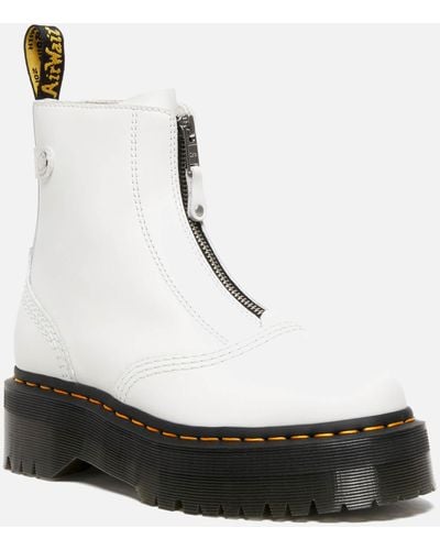 Dr. Martens Leather Jetta Platform Boots - White